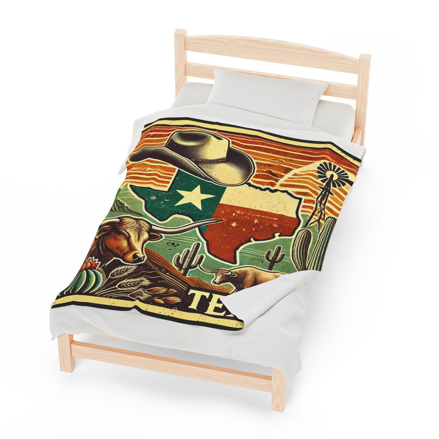 Plush Blanket, Texas Longhorn Design, Housewarming Gift, Rustic Decor, Soft Fleece Throw, Warm Bedding, Cozy Homeware, Western Theme Blanket