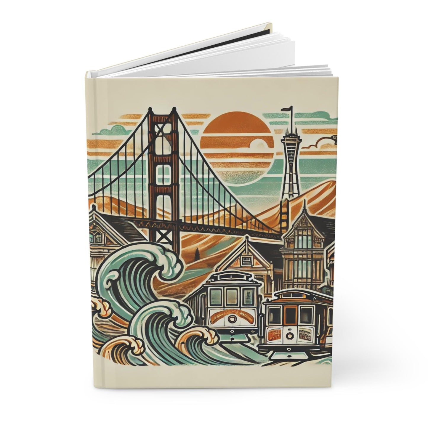Journal San Francisco Hardcover, Vintage Charm Notebook, Books Lovers Gift, Retro Diary, Trolley Car Journal, Literature Enthusiast