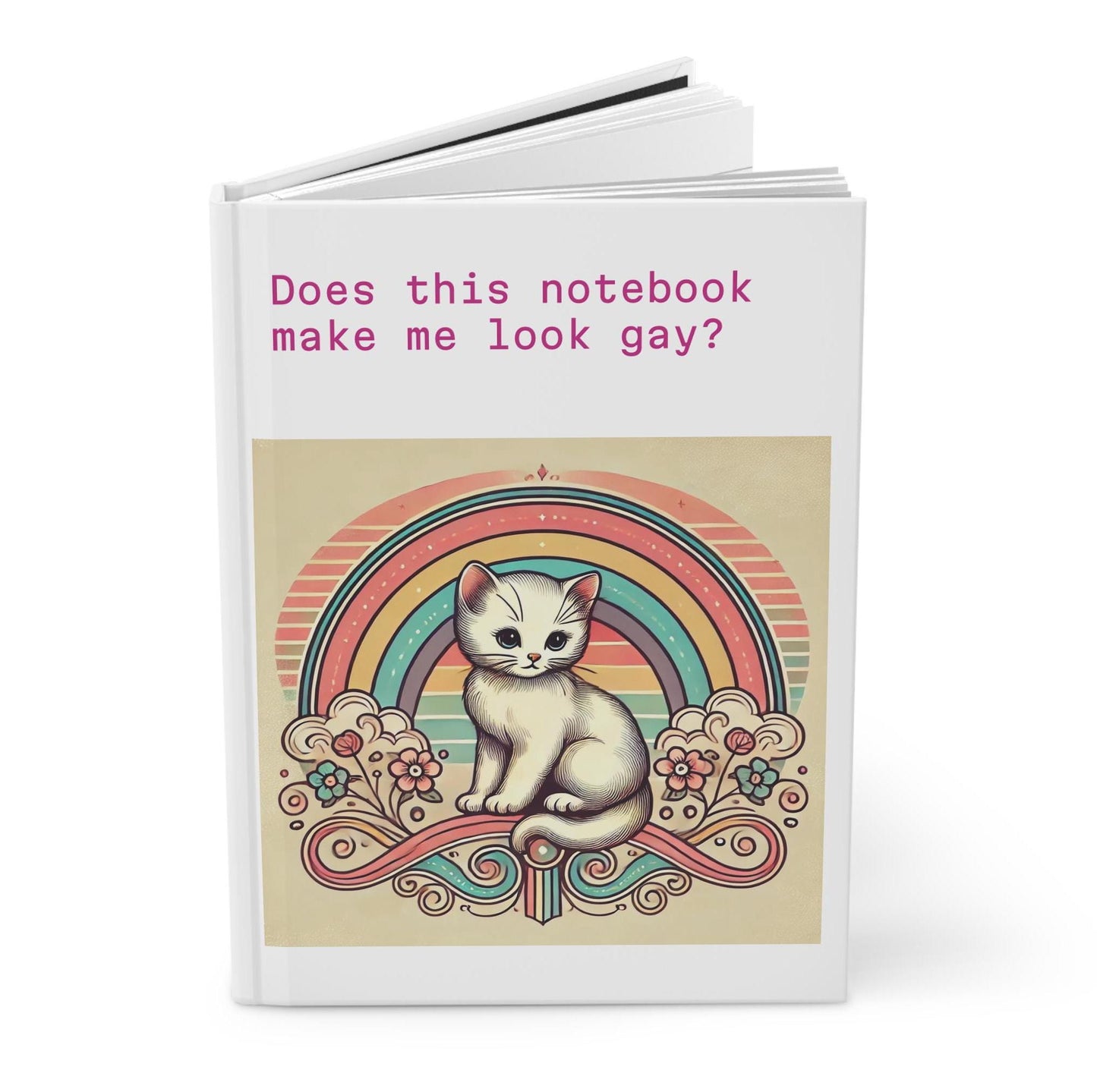 Cat Journal Hardcover - Funny Gay Vintage Design Matte Pink Journal - Humorous Notebook, Book Lovers Gift, Retro Art Diary, LGBT Gifts