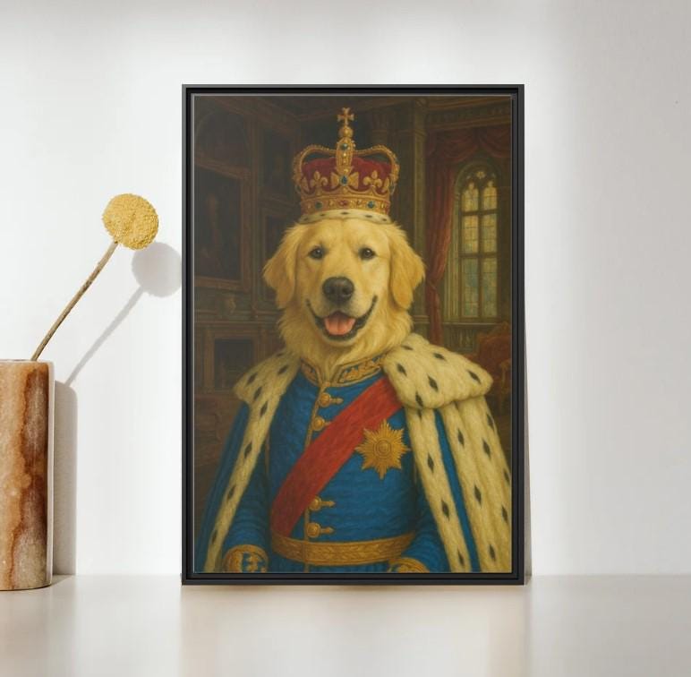 Custom Pet Portrait Painting Canvas Print - Dog Lover Themed Wall Artwork, Unique Home Decor, Birthday or Christmas Present, 12 Custom Sizes