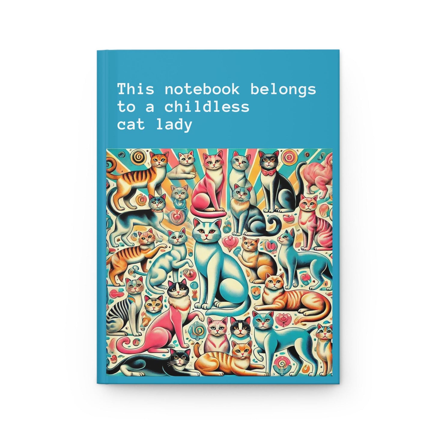 Cat Lady Journal Hardcover - Funny Vintage Design Matte Journal - Humorous Notebook, Book Lovers Gift, Retro Art Diary, Childless Cat Lady