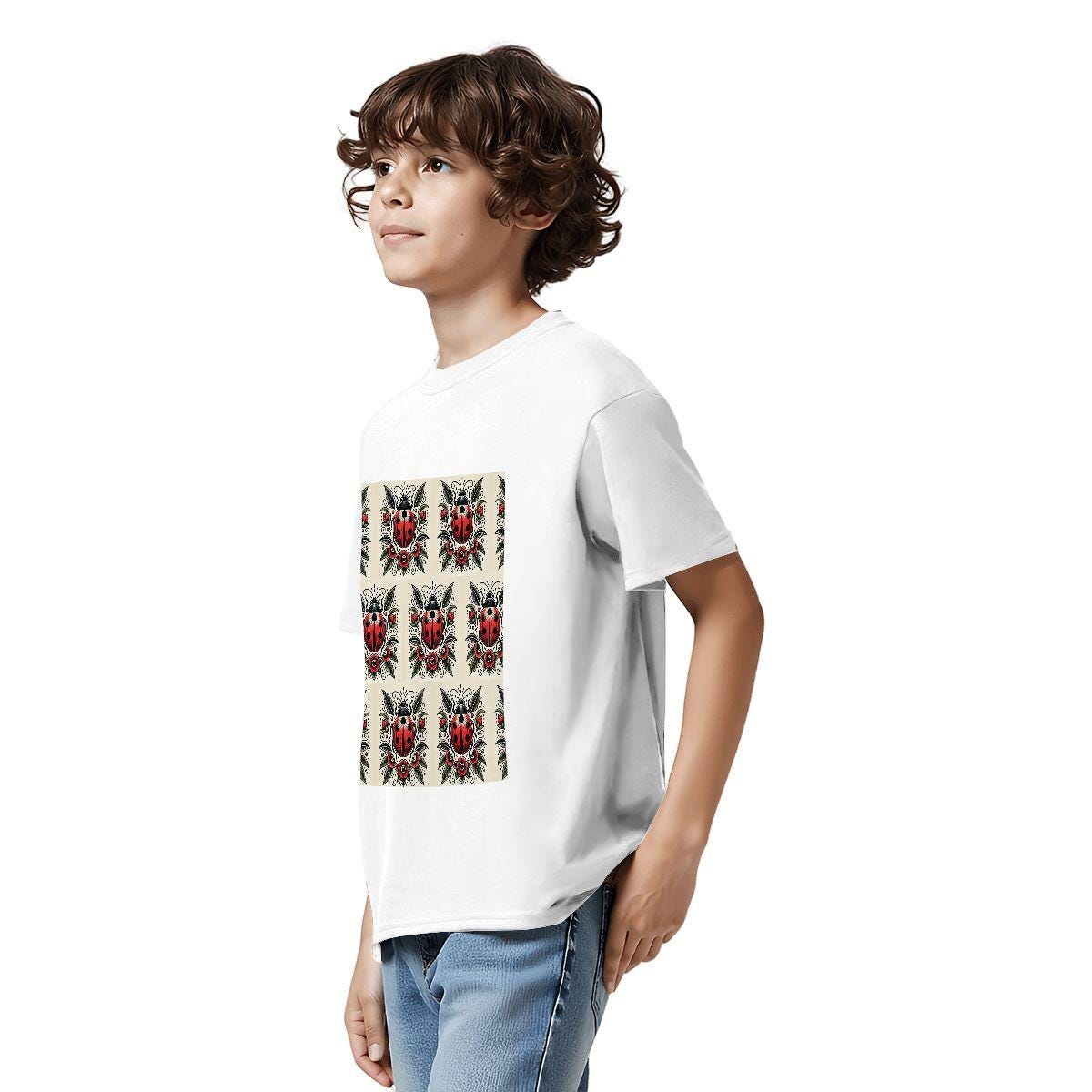 Kids Tee, Fun Ladybug Youth T-Shirt, Unique Birthday Gift, Casual Vacation Wear, Original Art Tee, Kid's Fashion Design, Back To School