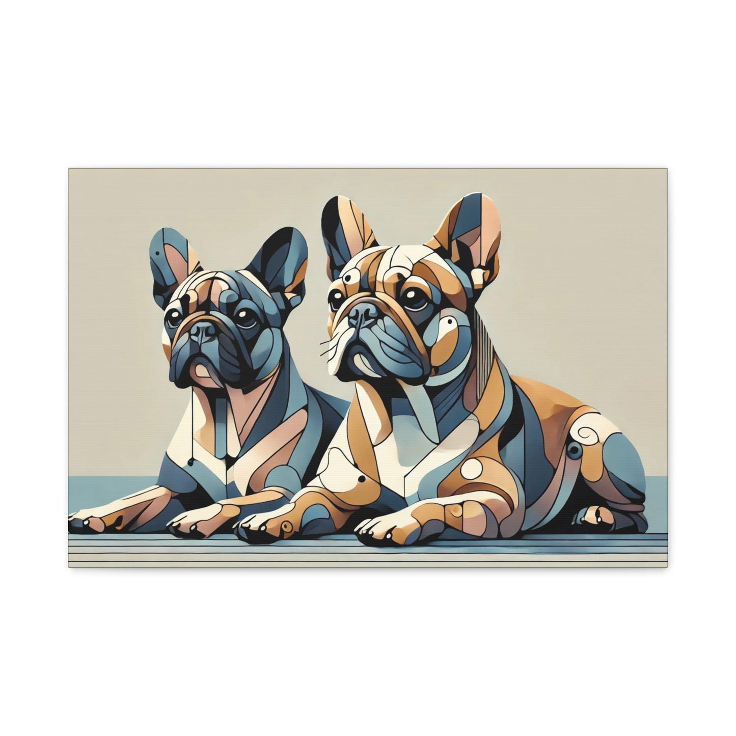 Canvas Print French Bulldog Modern Cubist Portrait, LGBT Housewarming Gift, Gay Frenchie Lover, Unique Stretched Wall Art, 7 Sizes