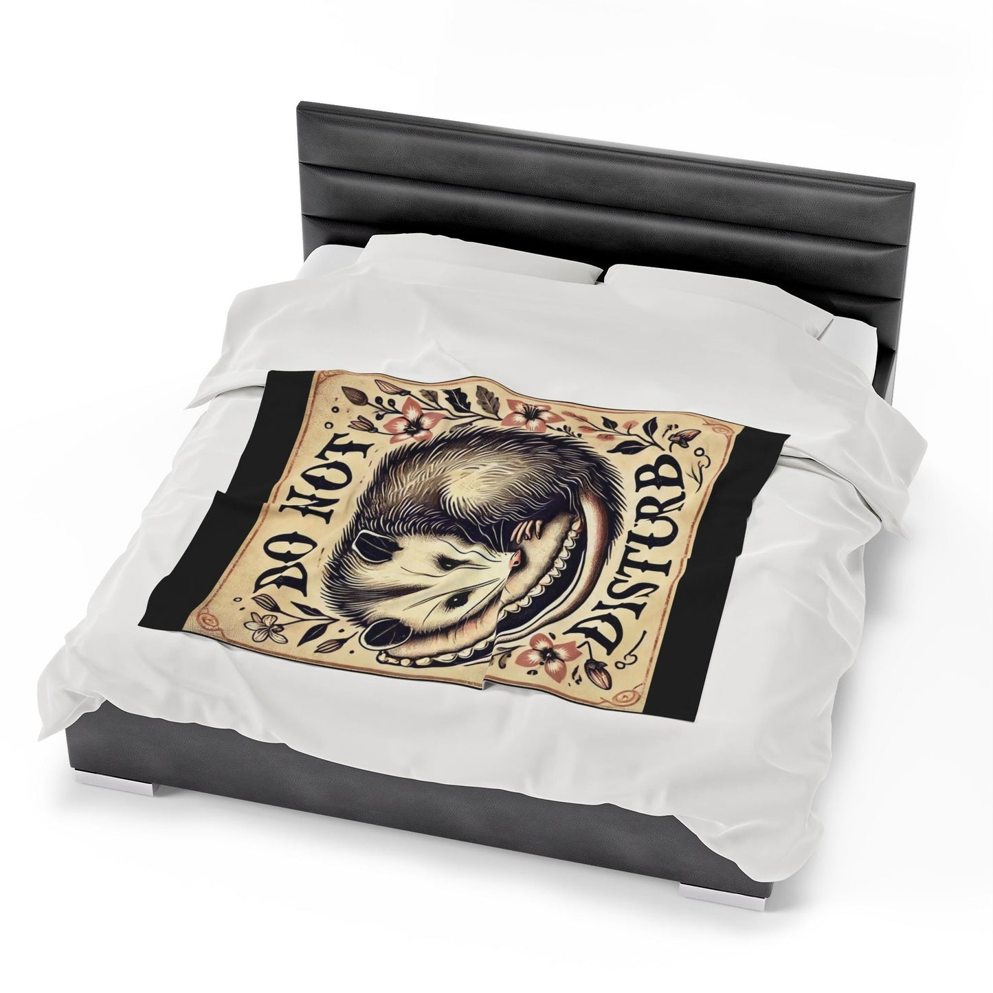 Plush Blanket, Funny Do Not Disturb Possum Design, Soft Fleece Throw, Housewarming Gift, Opossum Theme, Warm Bedding, Home Decor, Cozy Gift,