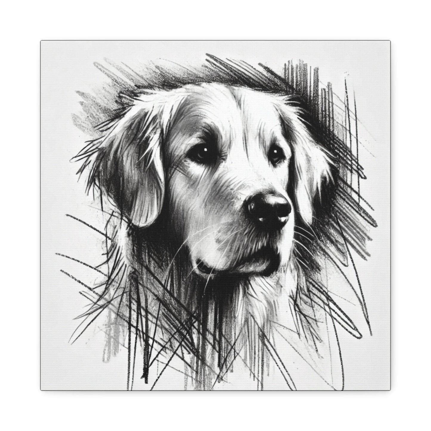 Golden Retriever Matte Canvas Print, Classic Charcoal Sketch Design, Dog Wall Art, Modern Queer Decor, LGBT Housewarming Gift, Gay Dog Lover