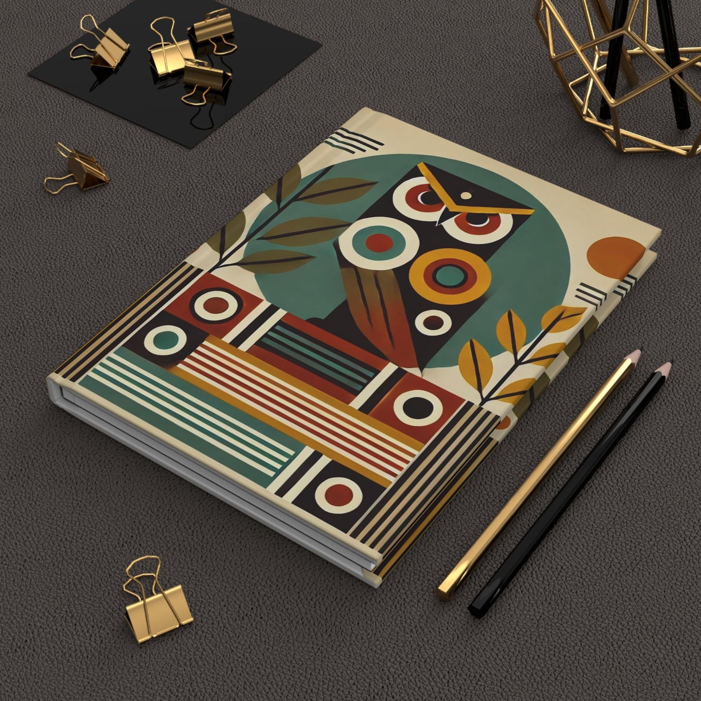 Owl Hardcover Journal, Mid-Century Vintage Charm Notebook, Books Lovers Gift, Retro Matte Diary, Wise Owl Journal, Literature Enthusiast