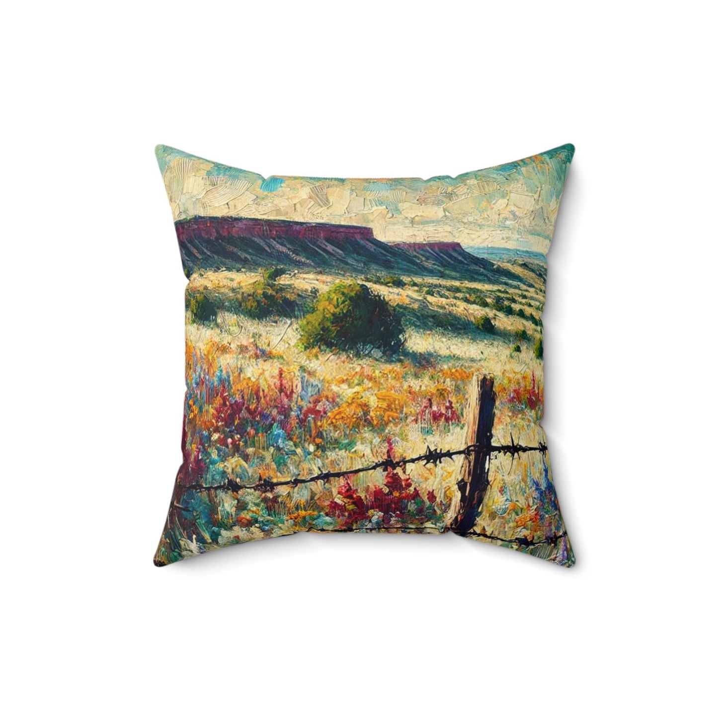 Square Pillow Modern Texas Hill Country Wildflower Design, Housewarming Gift, Rustic Charm, Soft Throw Pillow, Home Decor, Art Lover Gift