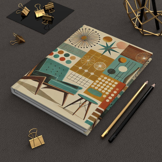 Journal Hardcover, Mid-Century Vintage Charm Notebook, Books Lovers Gift, Retro Matte Diary, Design Lovers Journal, Literature Enthusiast