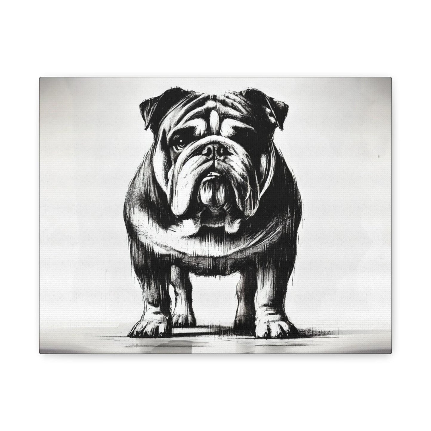 Bulldog Canvas, Original Charcoal Sketch Wall Art Home Decor, Matte Stretched Print, LGBT Housewarming Gift, Gay Bulldog Dog Lover