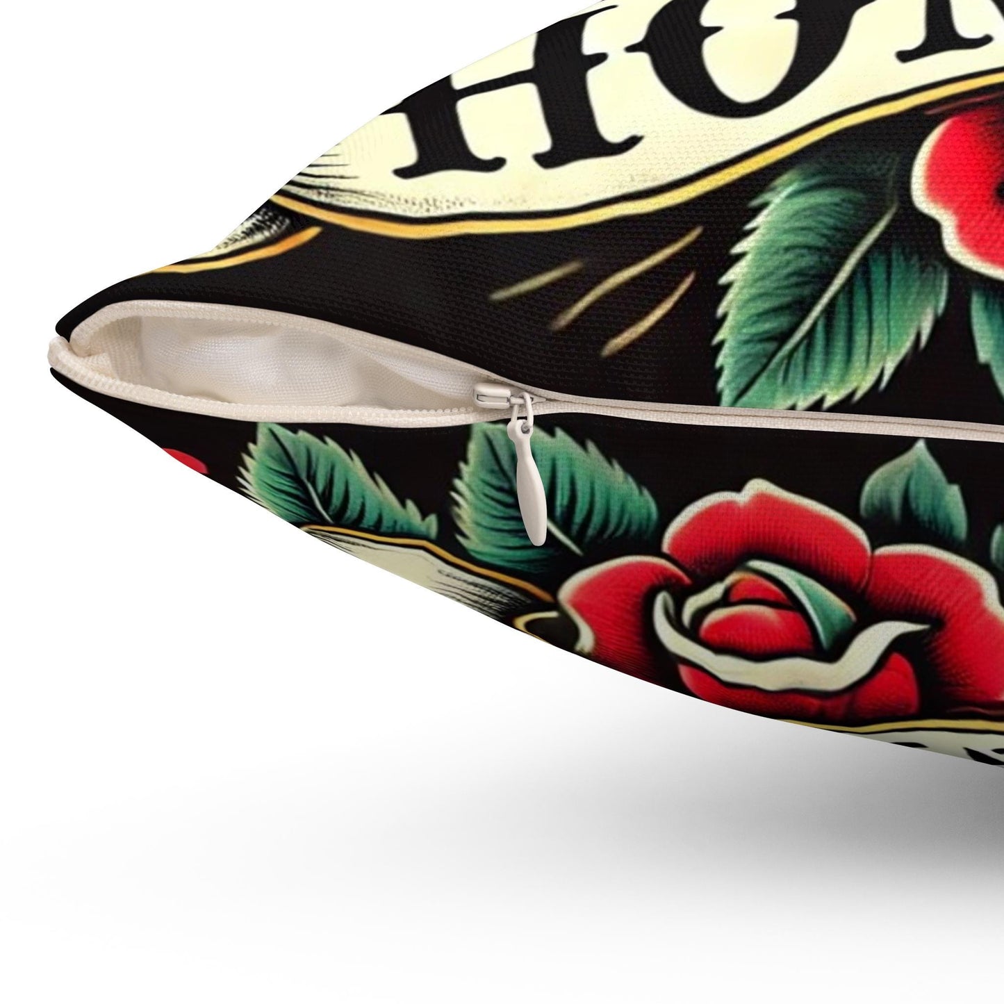 Square Pillow, Vintage Tattoo HOME Design, Retro Charm, Housewarming Gift, Spun Polyester Cushion Cover, Tattoo Lover, Soft Throw Pillow