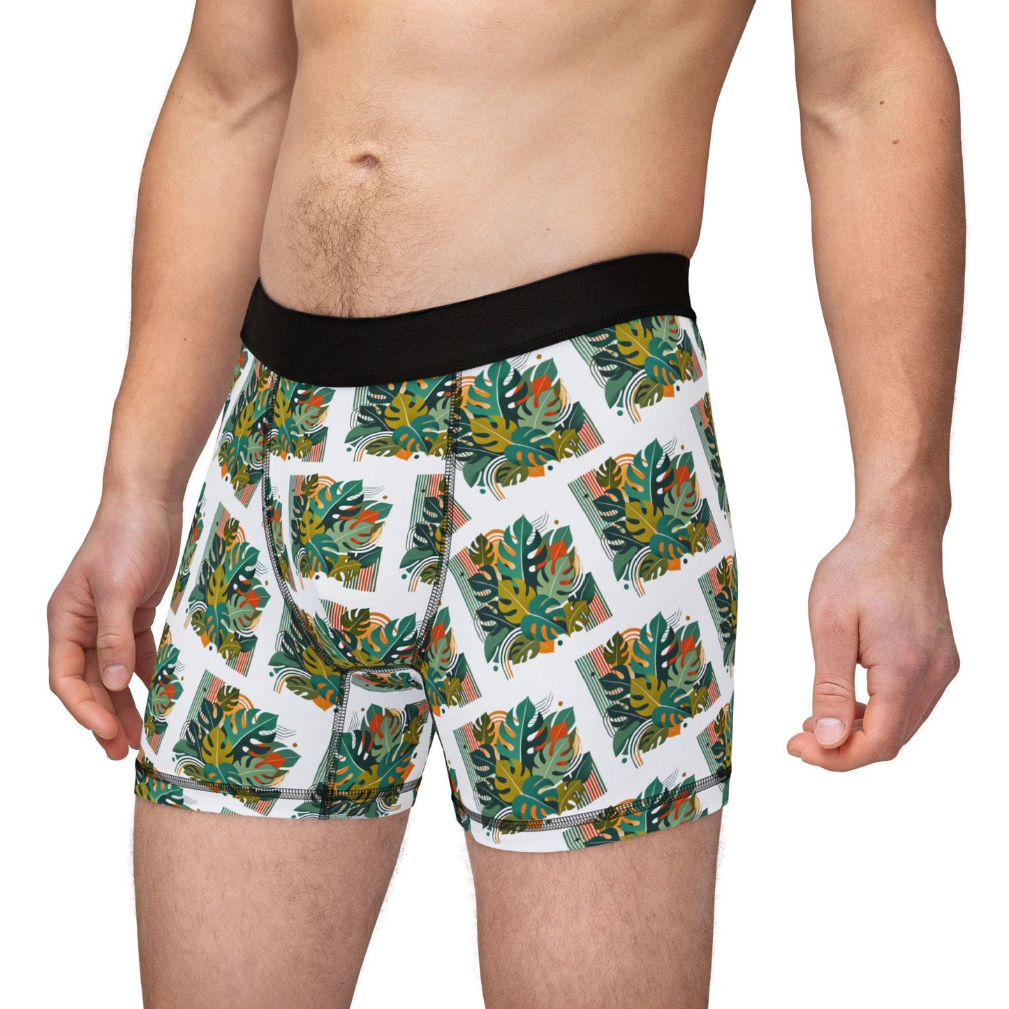 Men's Boxers, Monstera Plant Daddy Mid-Century Modern Design, Gift for Gay Men, LGBT Pride Accessory, Sexy Soft Boxer Brief, Gay Plant Lover