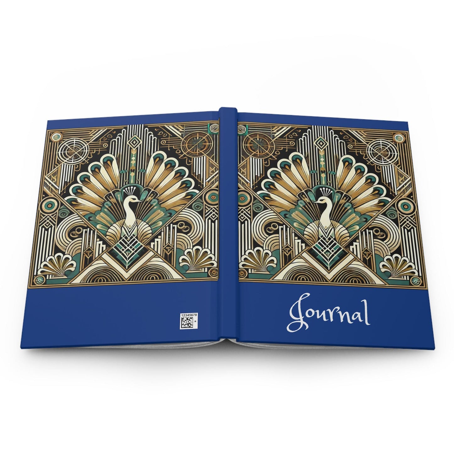 Peacock Journal Hardcover - Vintage Art Deco Design - Book Lovers Gift, Retro Diary, Nature Journal, Literature Notebook