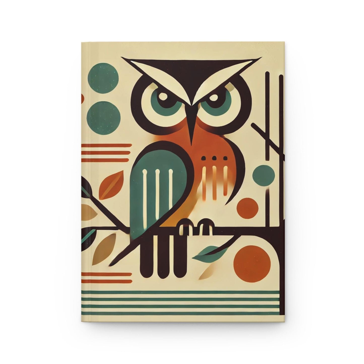 Owl Hardcover Journal, Mid-Century Vintage Charm Notebook, Books Lovers Gift, Retro Matte Diary, Wise Owl Journal, Literature Enthusiast