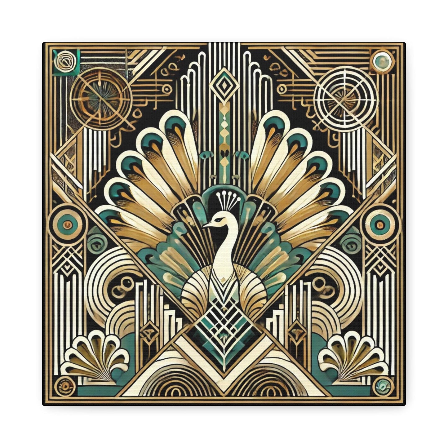 Peacock Canvas Print, Art Deco Design - Wall Art, Home Decor, Nature Art Lover Gift, Nature Inspired Print, Boho Wall Decor