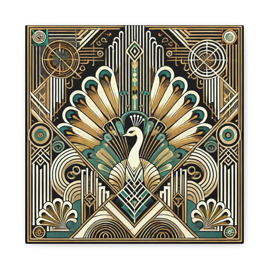 Peacock Canvas Print, Art Deco Design - Wall Art, Home Decor, Nature Art Lover Gift, Nature Inspired Print, Boho Wall Decor