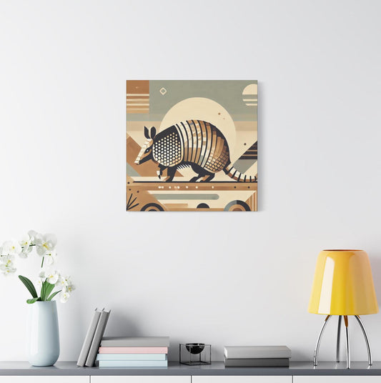 Canvas Print, Armadillo Southwestern Cubist Design, Rustic Home Decor, Animal Lover Gift, Nature Inspired Print, Matte Stretched Wall Art