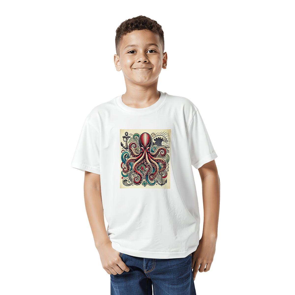 Kids Tee, Fun Octopus Youth T-Shirt, Unique Birthday Gift, Casual Beach Vacation Wear, Original Art Tee, Kid's Fashion, Back To School