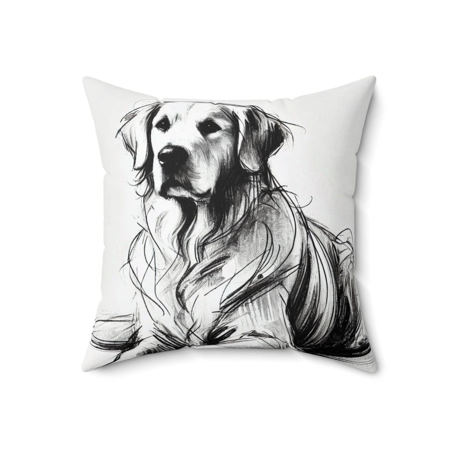 Pillow Golden Retriever Charcoal Sketch Design, LGBT Housewarming, Modern Art Charm, Soft Throw Pillow, Chic Home Decor, Gay Dog Lover Gift