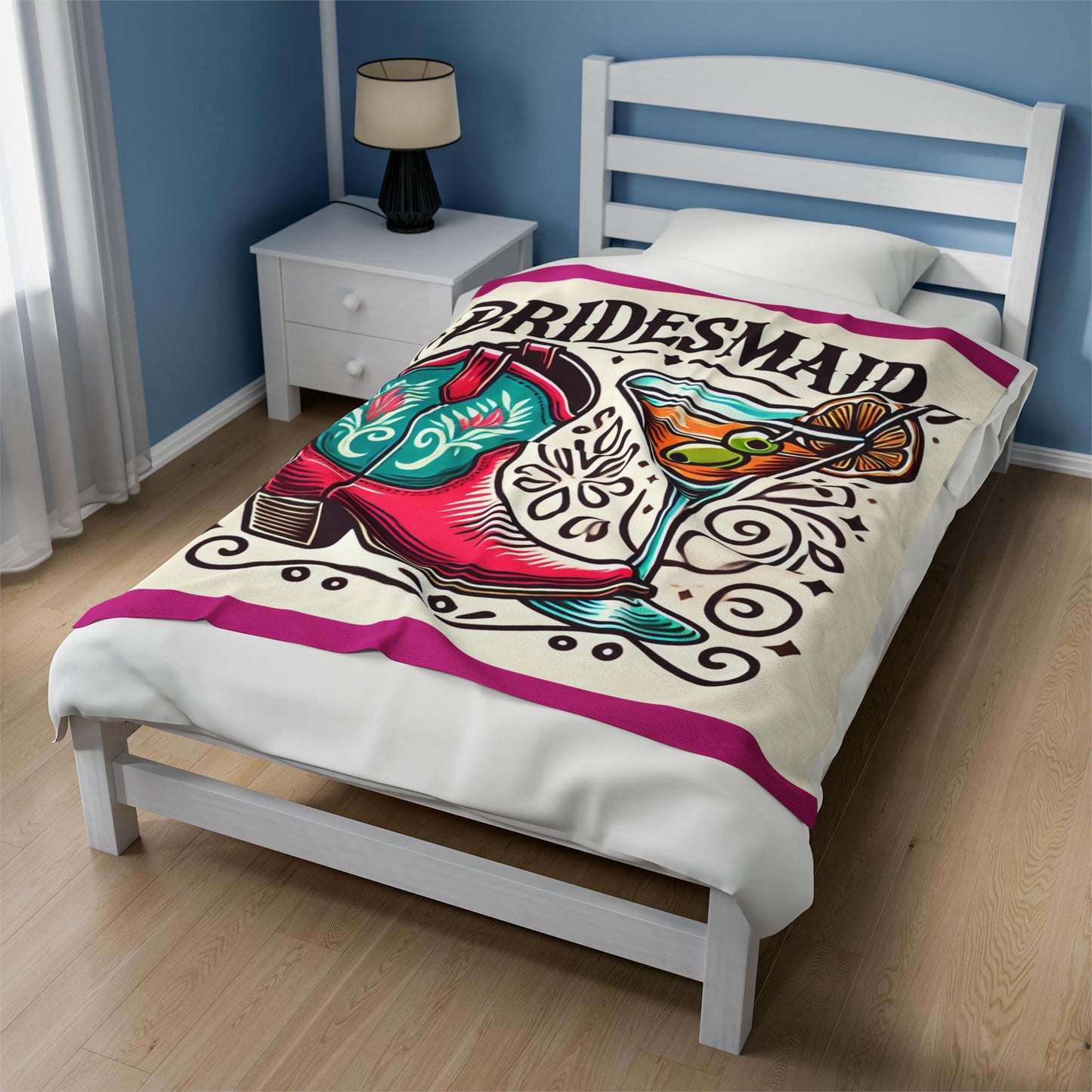 Velveteen Plush Blanket, Bridesmaid Wedding Party Gift, Cozy Rustic Decor, Soft Throw Blanket, Warm Fleece Bedding, Bachelorette