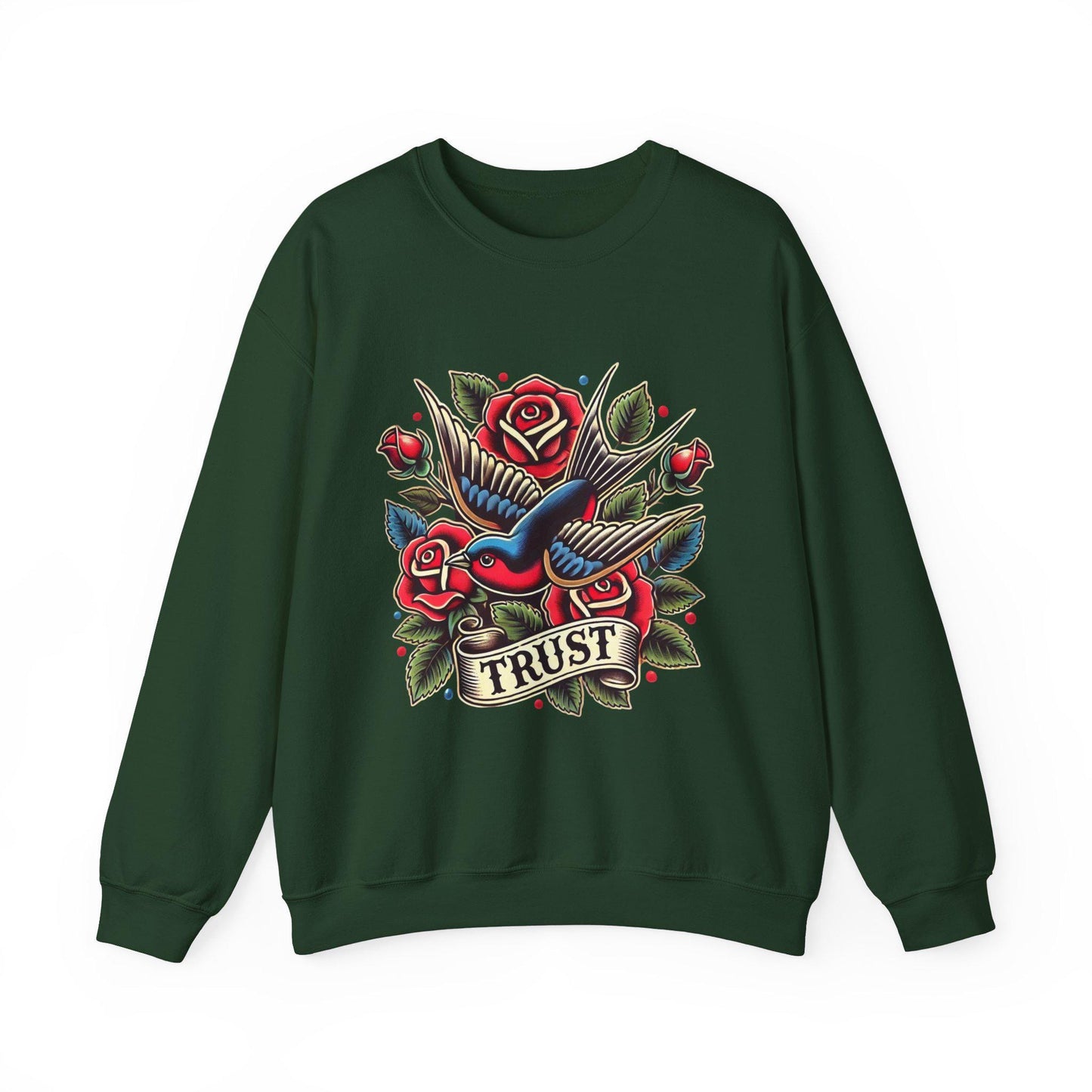 Vintage Tattoo Sweatshirt, TRUST Tattoo Design, Unisex Crewneck Jumper, Vintage Pullover, Gift for Tattoo Lover, Retro Style