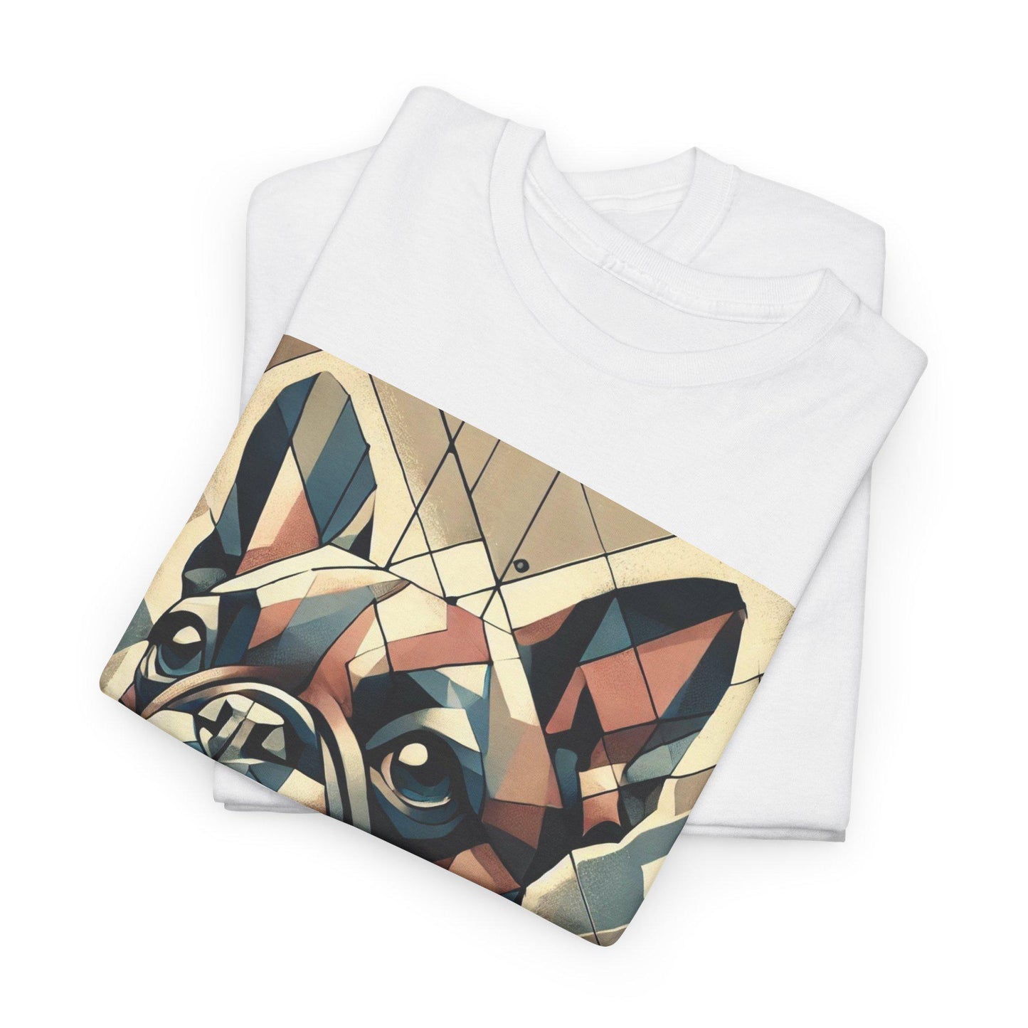 Dog Tee, French Bulldog Modern Cubist Design, Unisex LGBT Frenchie Dog Lover Gift, Gay Graphic Top, Unisex Heavy Cotton T-shirt, 7 Colors