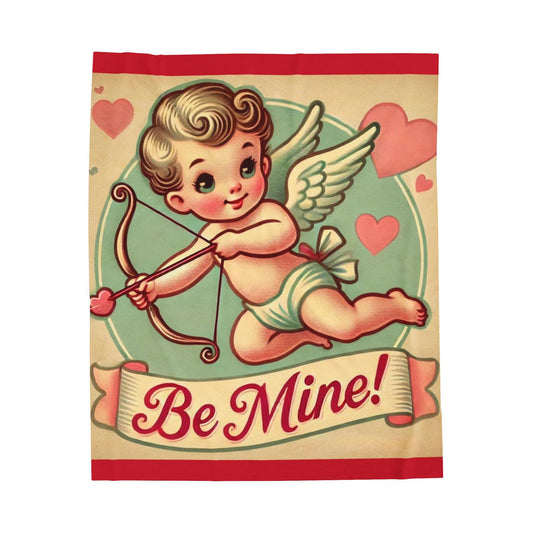 Plush Blanket, Sweet Vintage Cupid Design, Soft Fleece Throw, Housewarming Gift, Holiday Home Decor, Valentine's Day Theme, Warm Bedding