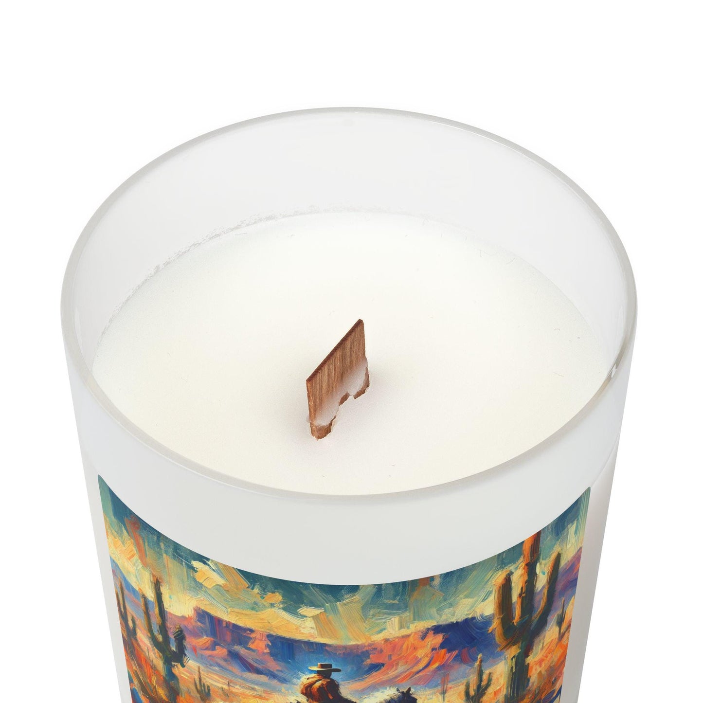 Frosted Glass Candle 11oz, Desert Rider Modern Southwestern Design, Relaxing Soy Candle, Chic Housewarming Gift, Home Decor, Aromatherapy