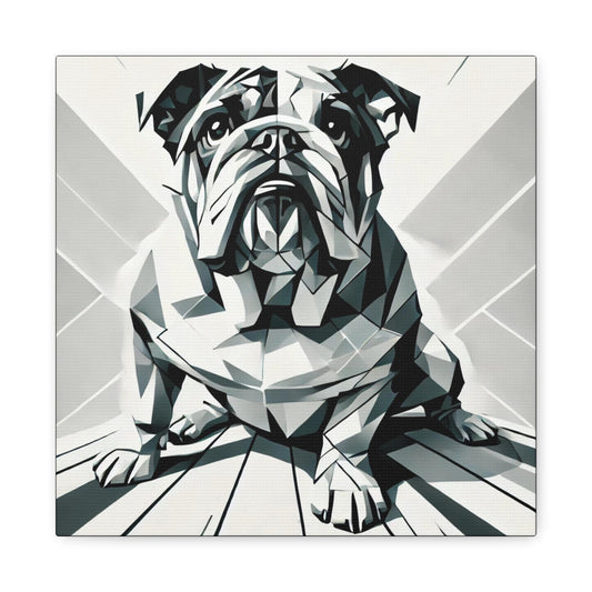 Bulldog Matte Canvas Print, Modern Cubist Design, Dog Wall Art, Modern Queer Decor, LGBT Housewarming Gift, Gay Bulldog Dog Lover