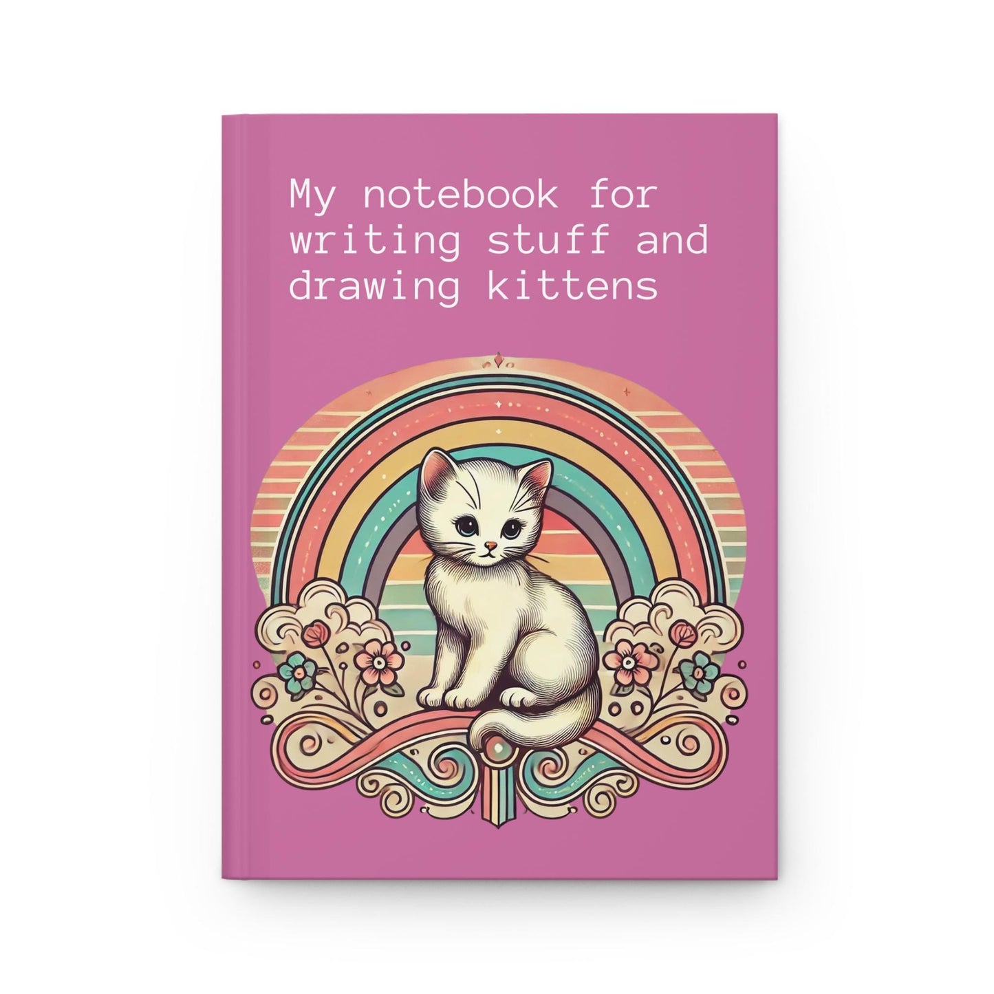 Cat Journal Hardcover - Funny Vintage Design Pink Matte Journal - Humorous Notebook, Book Lovers Gift, Retro Art Diary