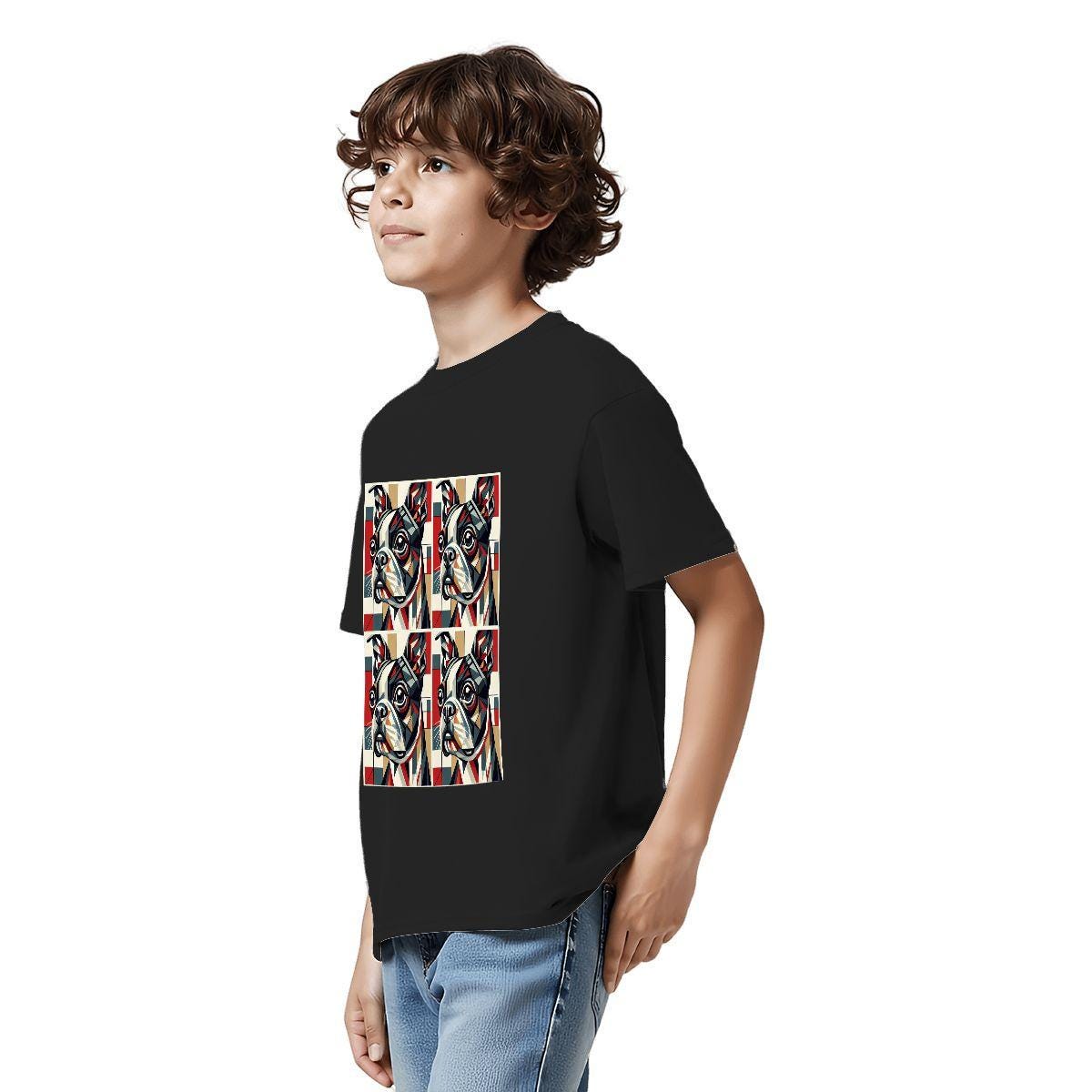 Kids Tee, Fun Boston Terrier Youth T-Shirt, Unique Birthday Gift, Casual Vacation Wear, Original Dog Art Tee, Kid's Fashion, Back To School