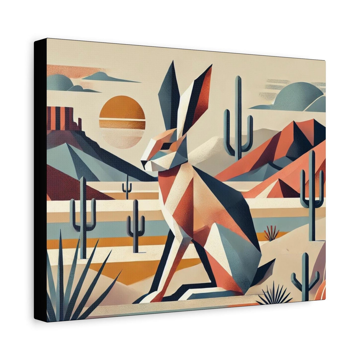 Original Modern Cubist Jackrabbit Canvas Print, Matte Stretched Art, 7 Sizes Available, Wall Decor, Landscape Painting, Home Office Decor
