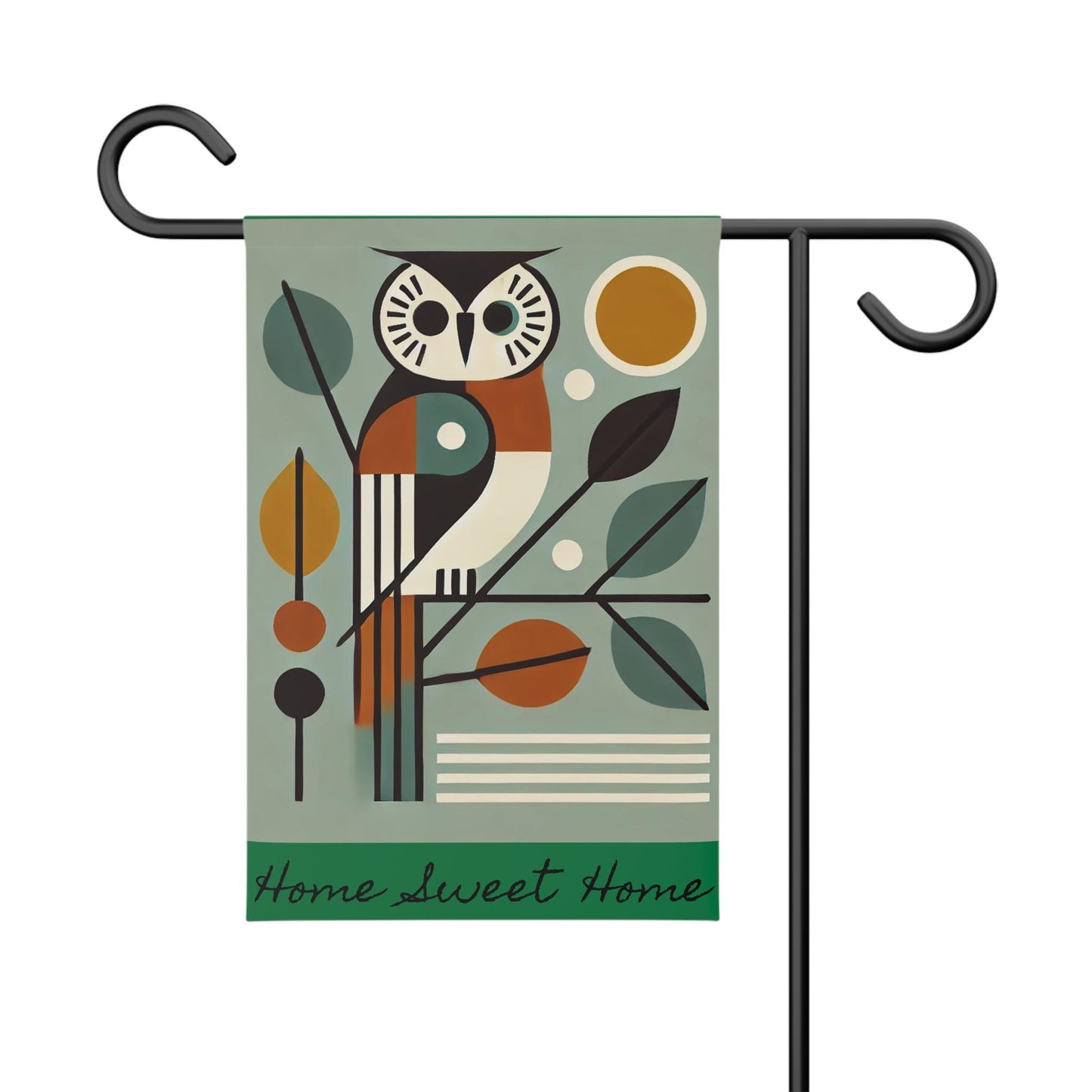 Garden Banner, Hoot Owl - Mid-Century Modern Autumn Theme, Nature Lovers Outdoor Flag Decor, Fall Yard Decoration, Garden Wall Art, Owl