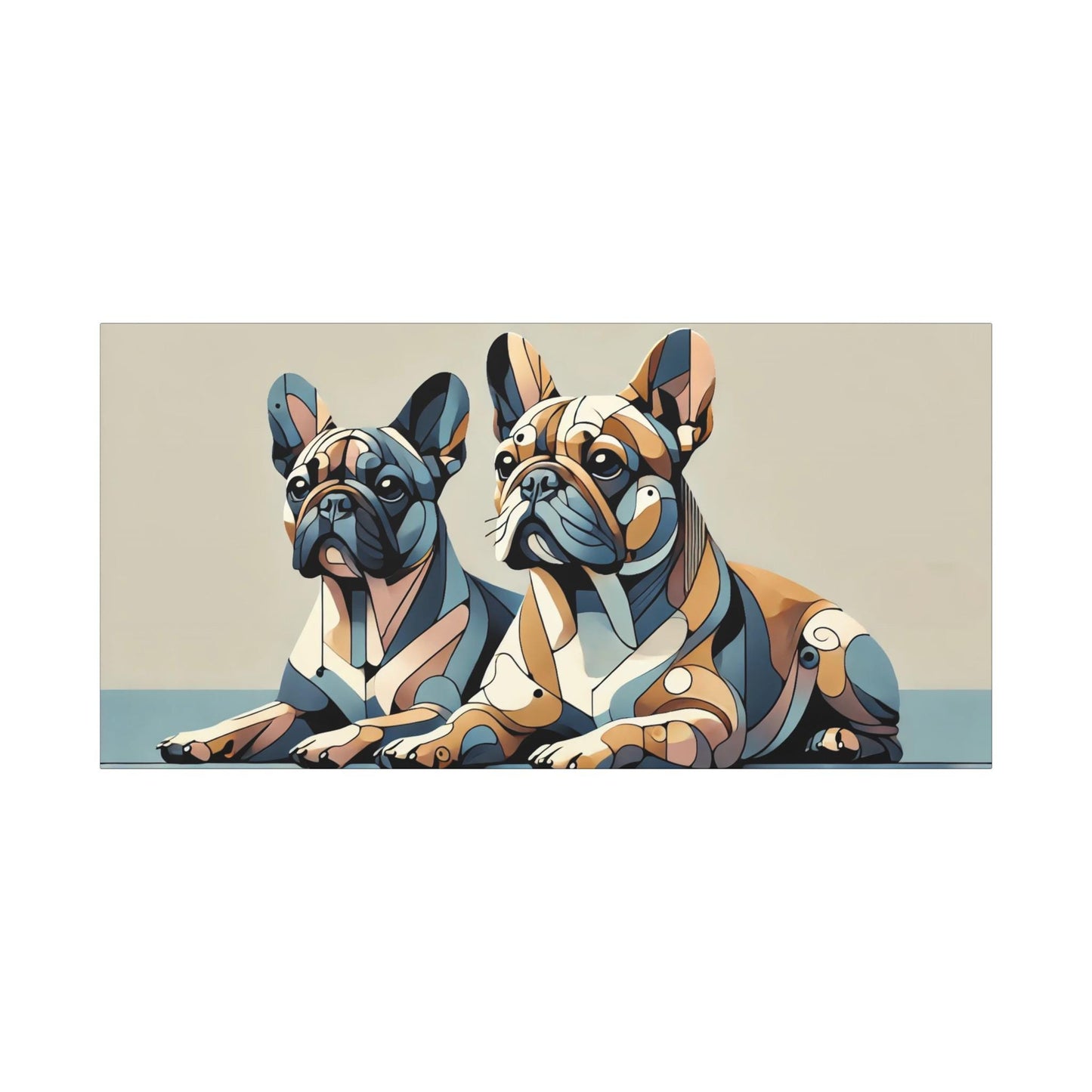 Canvas Print French Bulldog Modern Cubist Portrait, LGBT Housewarming Gift, Gay Frenchie Lover, Unique Stretched Wall Art, 7 Sizes