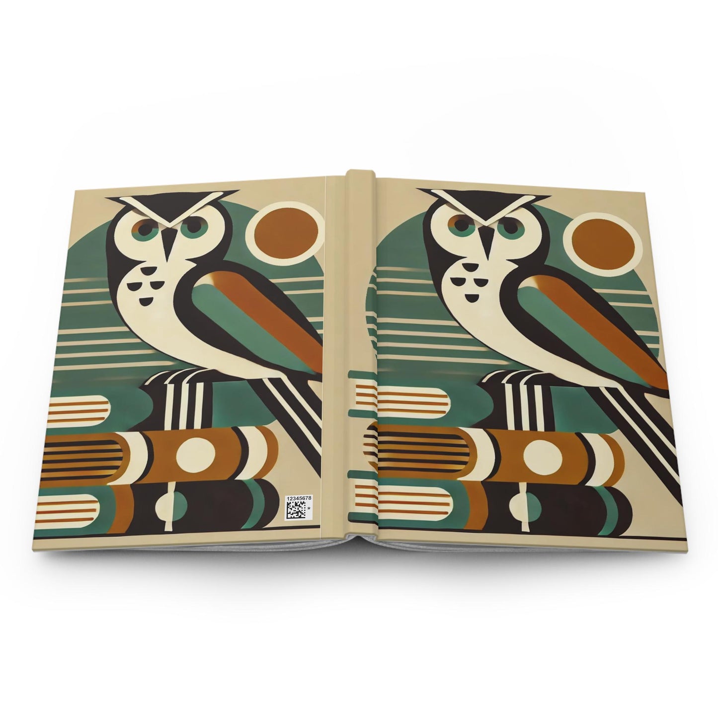 Owl Hardcover Journal, Mid-Century Vintage Charm Notebook, Books Lovers Gift, Retro Matte Diary, Wise Owl Journal, Literature Enthusiast