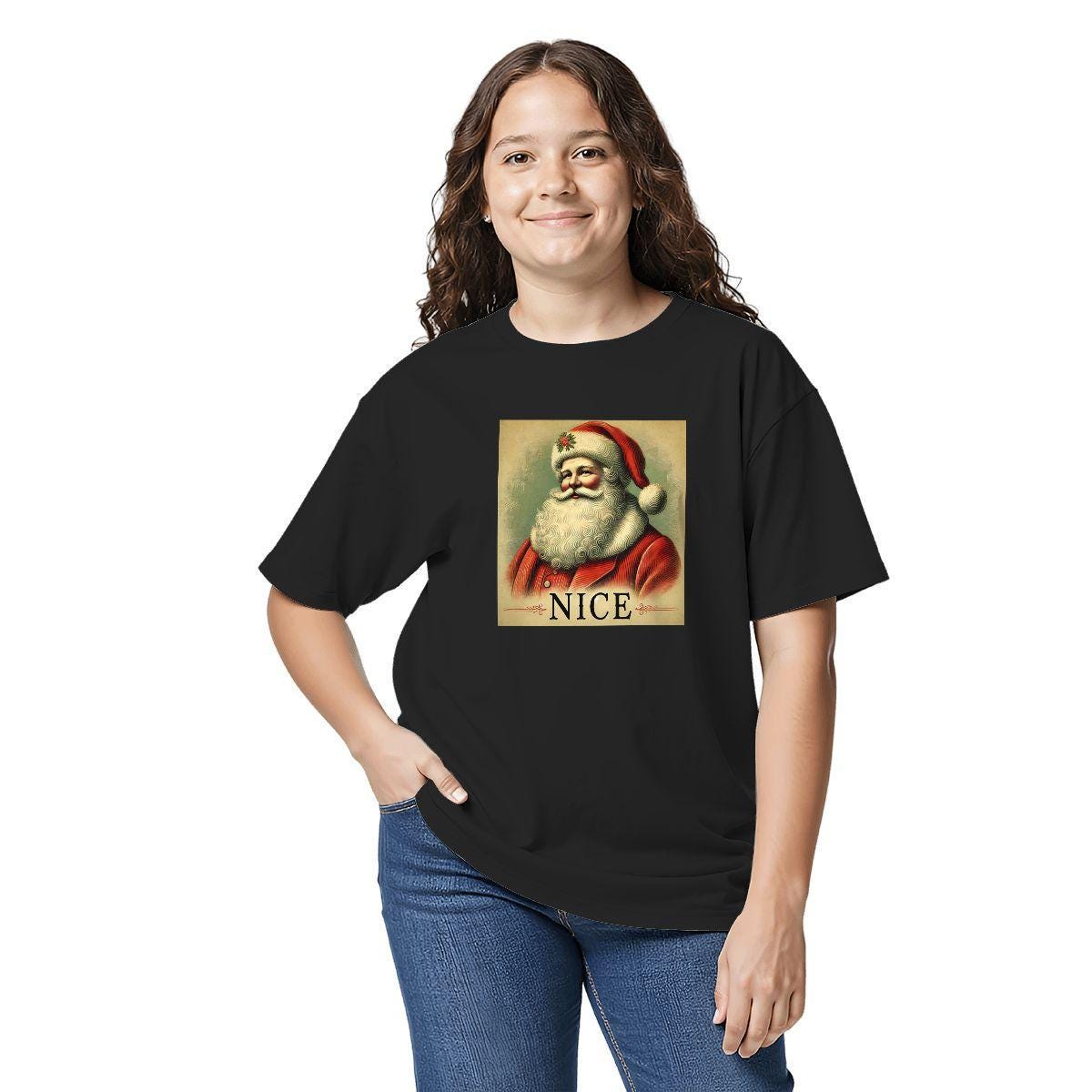 Kids Tee, Fun 'NICE' Youth T-Shirt, Unique Christmas Gift, Casual Vacation Wear, Original Tee, Kid's Fashion, Santa Claus Stocking Stuffer
