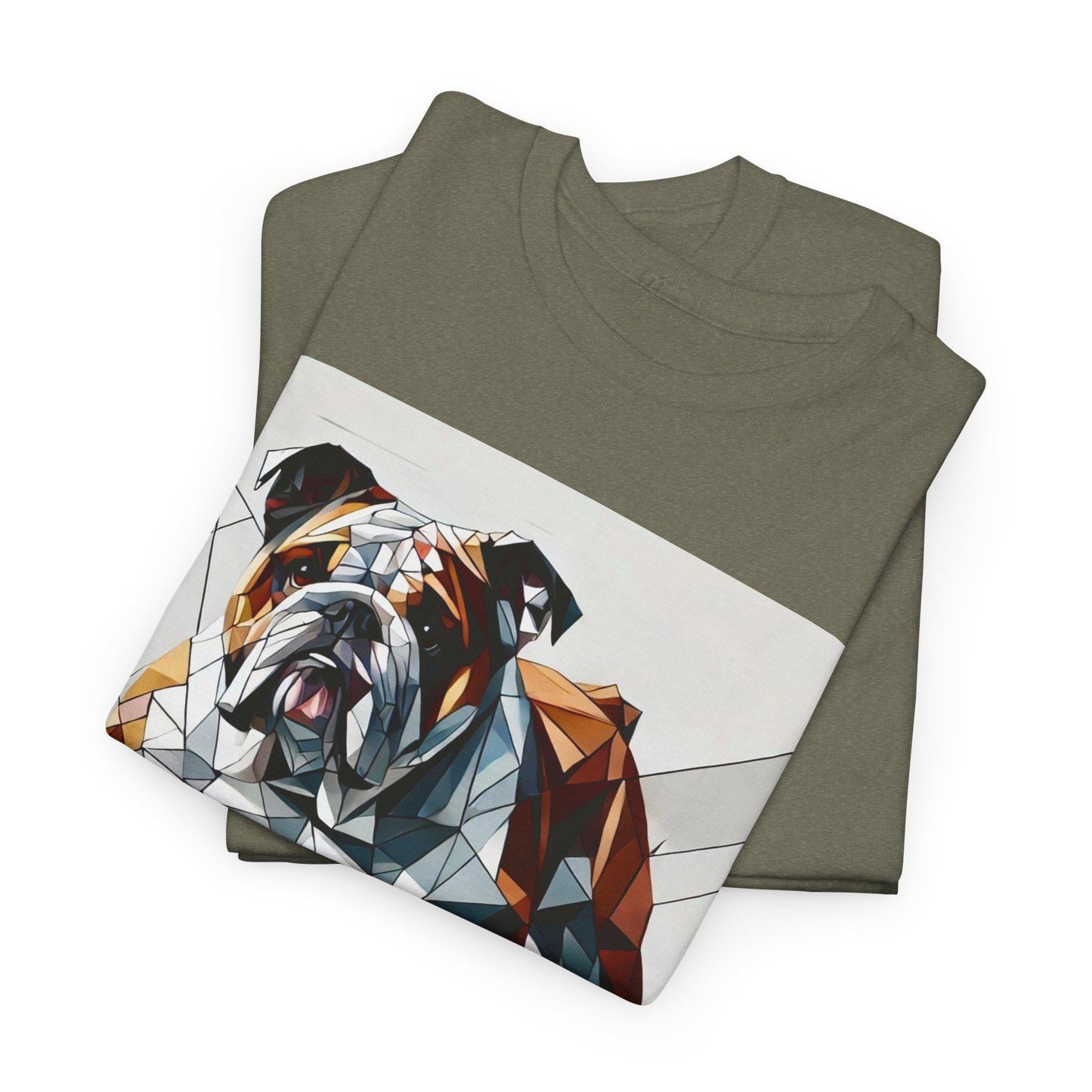 Dog Tee, Bulldog Modern Cubist Design, Unisex LGBT Bulldog Dog Lover Gift, Gay Graphic Top, Unisex Heavy Cotton T-shirt, 7 Colors
