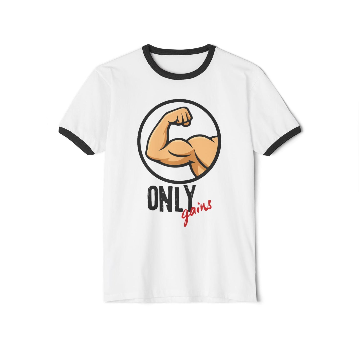 Fitness Motivation Muscle Ringer T-Shirt, Gift for Gym Lovers, Workout Gear, Casual Tee, Athletic Wear, Funny Only Gains, Unisex Cotton