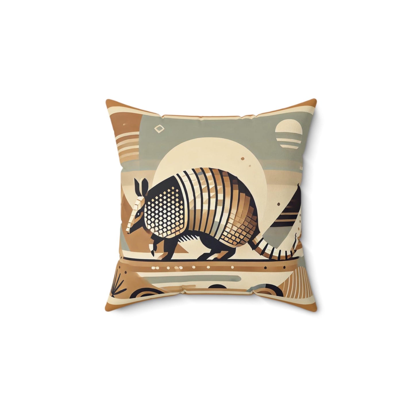 Square Pillow Modern Southwestern Armadillo Design, Housewarming Gift, Retro Charm, Soft Throw Pillow, Home Decor, Animal Lover Gift