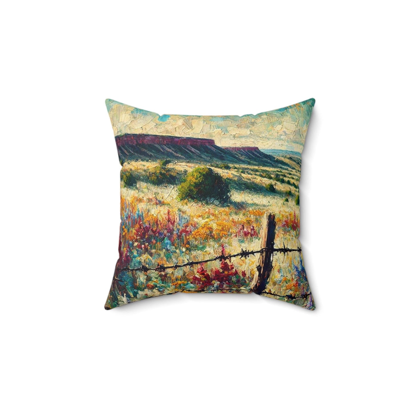 Square Pillow Modern Texas Hill Country Wildflower Design, Housewarming Gift, Rustic Charm, Soft Throw Pillow, Home Decor, Art Lover Gift