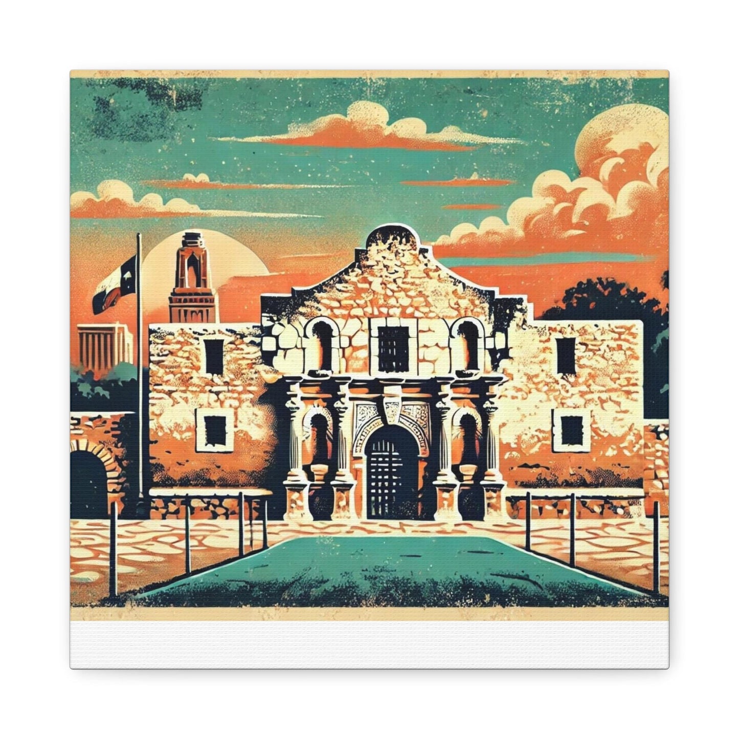 Canvas Print, Alamo San Antonio Texas Wall Art Decor - Housewarming or Birthday Gift, Rustic Charm, Matte Stretched, 1 25" - Home Office