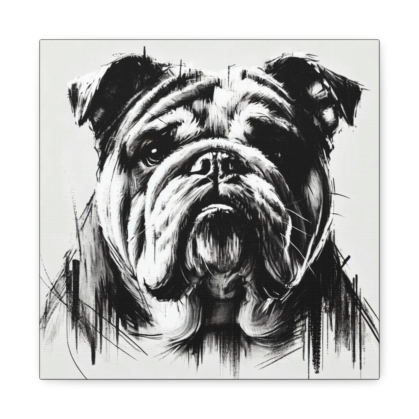 Bulldog Matte Canvas Print, Classic Charcoal Sketch Design, Dog Wall Art, Modern Queer Decor, LGBT Housewarming Gift, Gay Bulldog Dog Lover