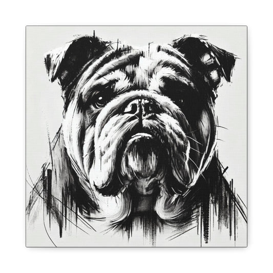 Bulldog Matte Canvas Print, Classic Charcoal Sketch Design, Dog Wall Art, Modern Queer Decor, LGBT Housewarming Gift, Gay Bulldog Dog Lover