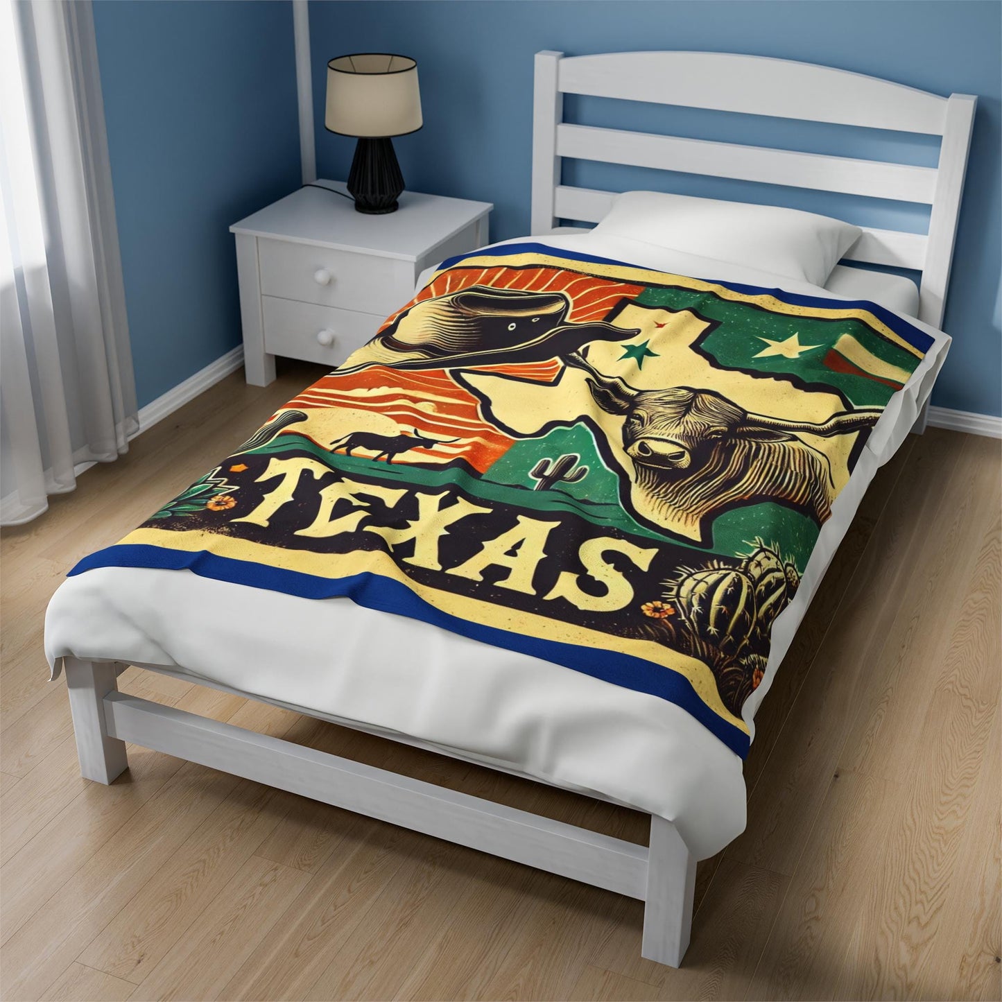 Plush Blanket, Texas Longhorn Design, Housewarming Gift, Rustic Decor, Soft Fleece Throw, Warm Bedding, Cozy Homeware, Western Theme Blanket