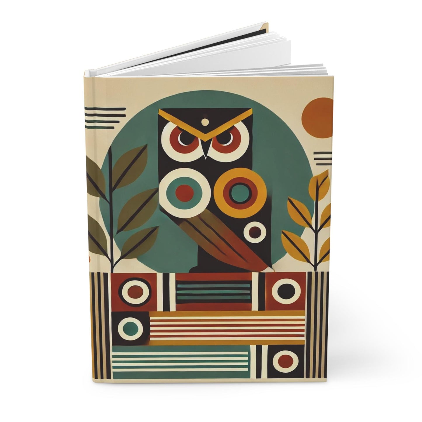 Owl Hardcover Journal, Mid-Century Vintage Charm Notebook, Books Lovers Gift, Retro Matte Diary, Wise Owl Journal, Literature Enthusiast