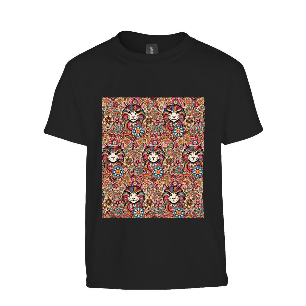 Kids Cat Tee, Fun Colorful Youth T-Shirt, Unique Birthday Gift, Casual Vacation Wear, Original Art Design Tee, Kid's Fashion, Back To School