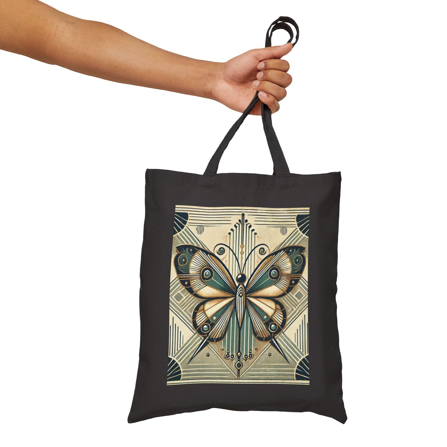 Butterfly Tote Bag, Art Deco Design, Durable Market Bag, Vintage Chic, Book Lover Gift, Reusable Grocery Bag, Eco-Friendly, Canvas Tote