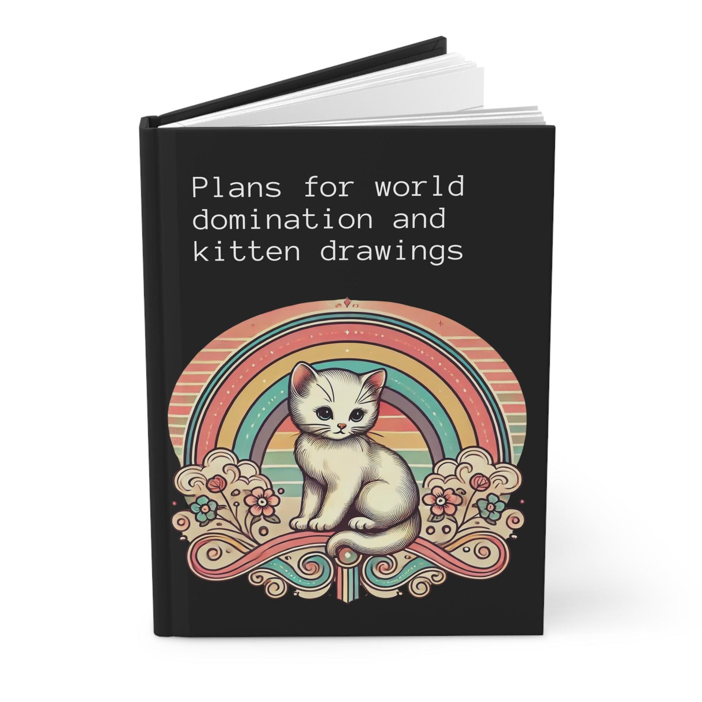 Cat Journal Hardcover - Funny Domination Vintage Design Matte Journal - Humorous Notebook, Book Lovers Gift, Retro Art Diary