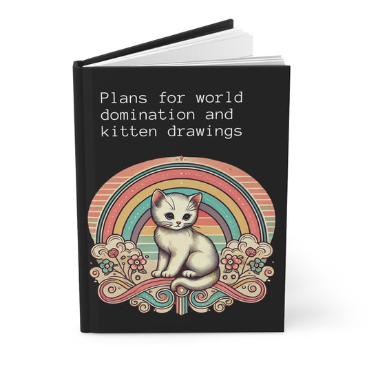 Cat Journal Hardcover - Funny Domination Vintage Design Matte Journal - Humorous Notebook, Book Lovers Gift, Retro Art Diary