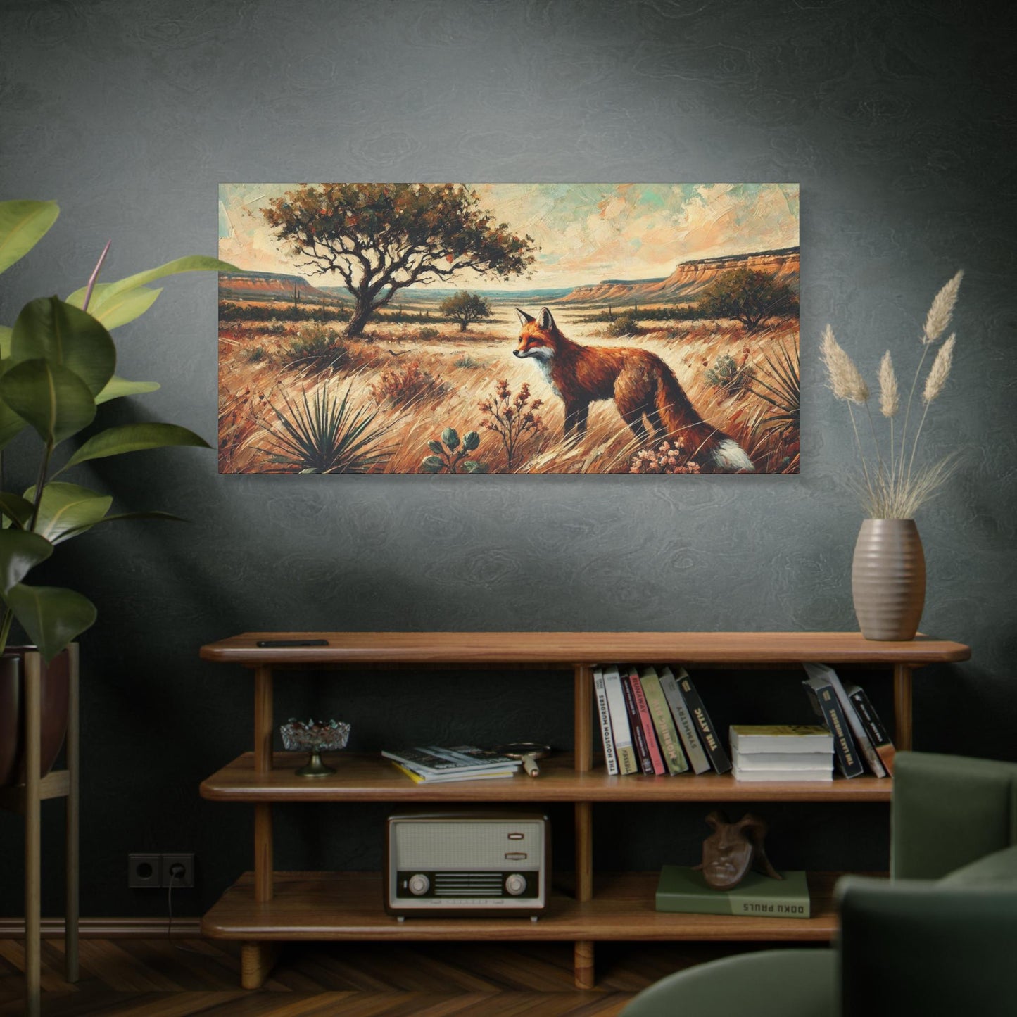 Original Modern Impressionist Fox Canvas Print, Matte Stretched Art, 7 Sizes Available, Wall Decor, Landscape Painting, Home Office Decor