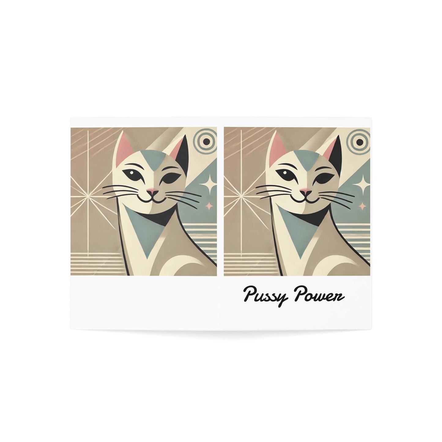 10 Greeting Cards Set, Notecards with Envelopes, Funny Pussy Power Cat Design, Queer Stationery Set, Gift for Lesbian, LGBT Pride Cards